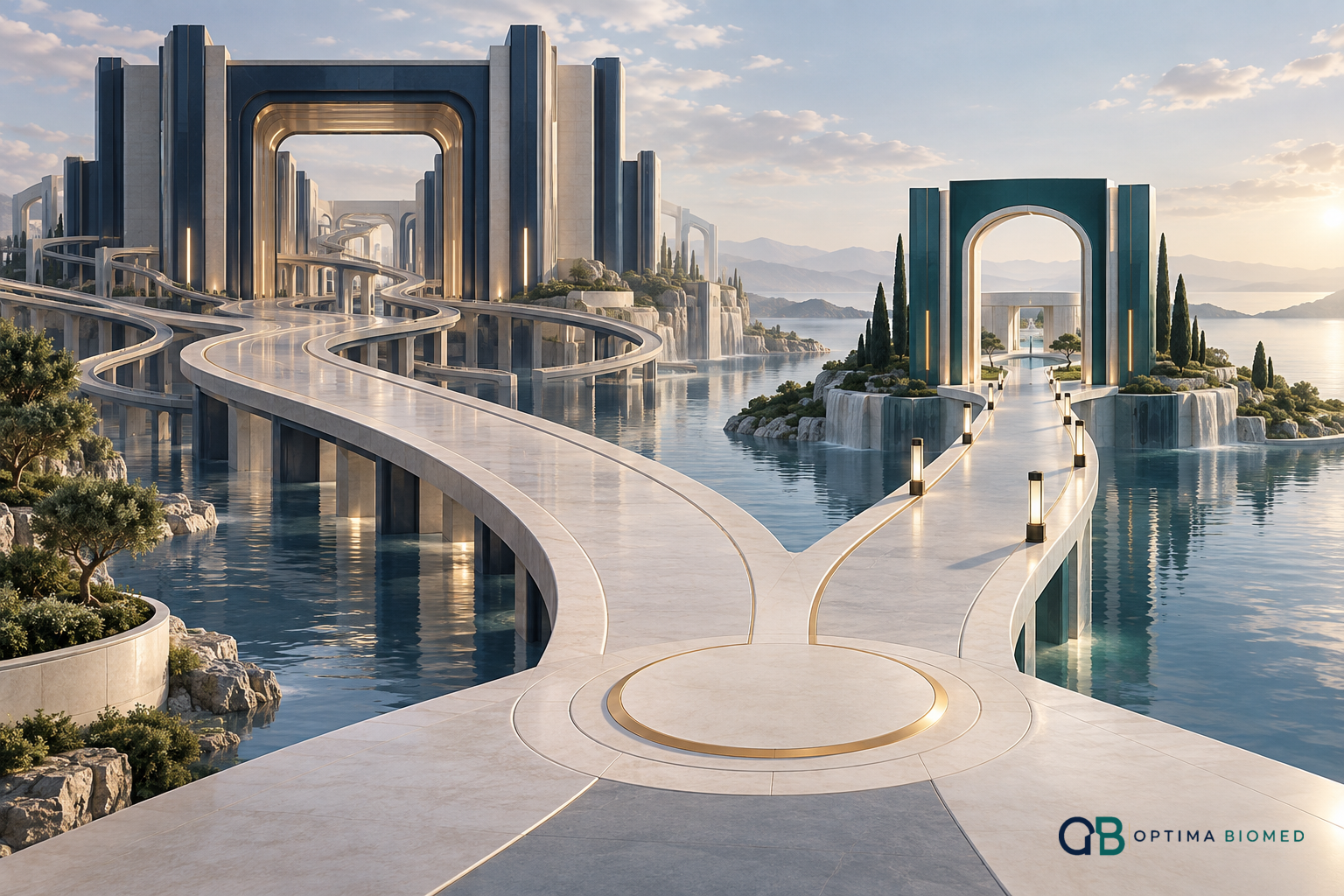 Architectural decision landscape contrasting a large complex distribution gateway with a focused strategic-fit pathway.
